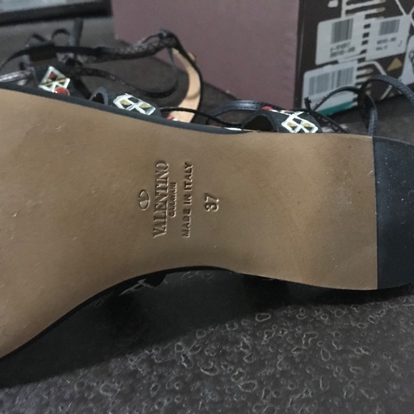 VALENTINO GARAVANI Hand-Painted Leather Studded Gladiator Sandal, 37 - Picture 8 of 10